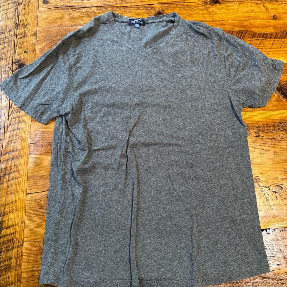 MADE Engine Gray Short Sleeve V Neck Tee